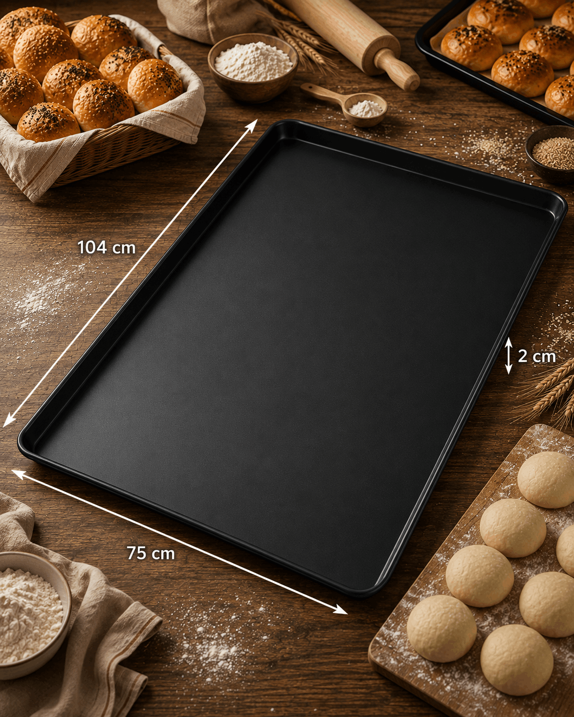 75x104 cm Düz Teflon Kaplı Poğaça Tepsisi ürün görseli