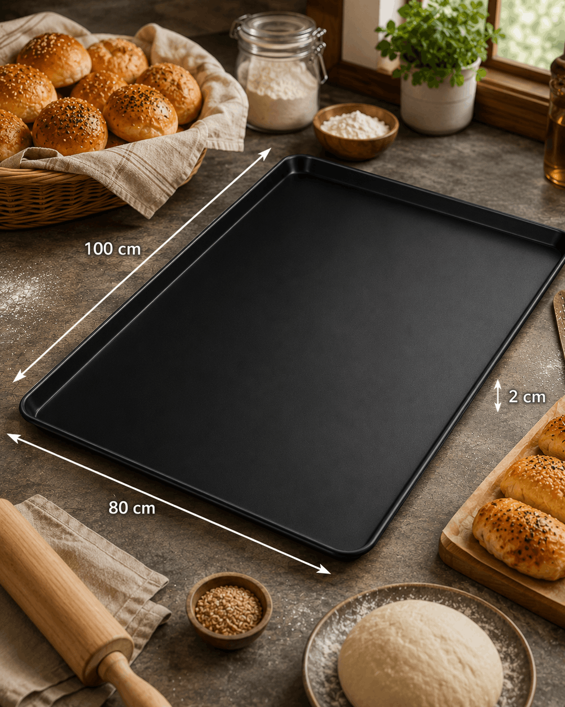 80x100 cm Düz Teflon Kaplı Poğaça Tepsisi 80x100 cm Düz Teflon Kaplı Poğaça Tepsisi ürün görseli